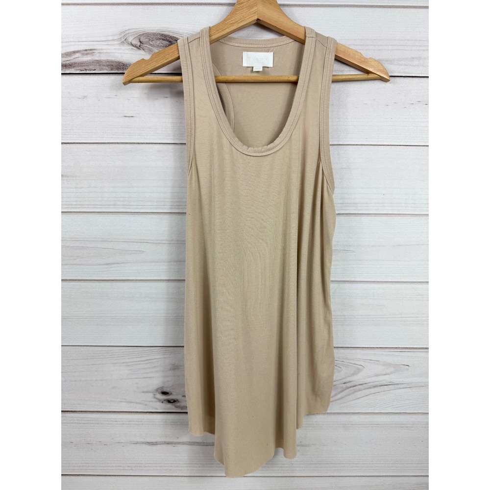 EVERY Tank Top Racerback Sleeveless Basic Ribbed Casual Top Beige XS‎